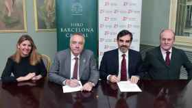 Blanca Sorigué, Pere Navarro, Antonio Delgado y Enrique Lacalle firman el acuerdo / CÍRCULO ECUESTRE