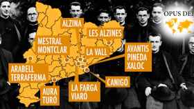 Mapa con las escuelas del Opus que segregan por sexo en Barcelona, en el AMB y en el resto de Cataluña / CG