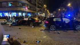 Los vehículos siniestrados en el accidente del viernes en Badalona / CEDIDA