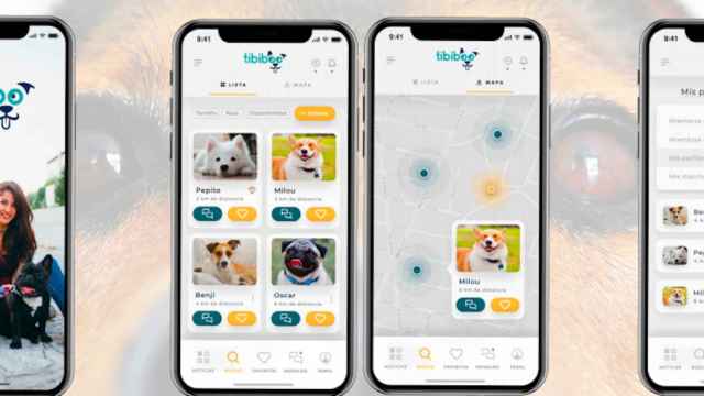 Imagen de cuatro pantallas que forman parte de la app de 'Tibiboo' / TIBIBOO