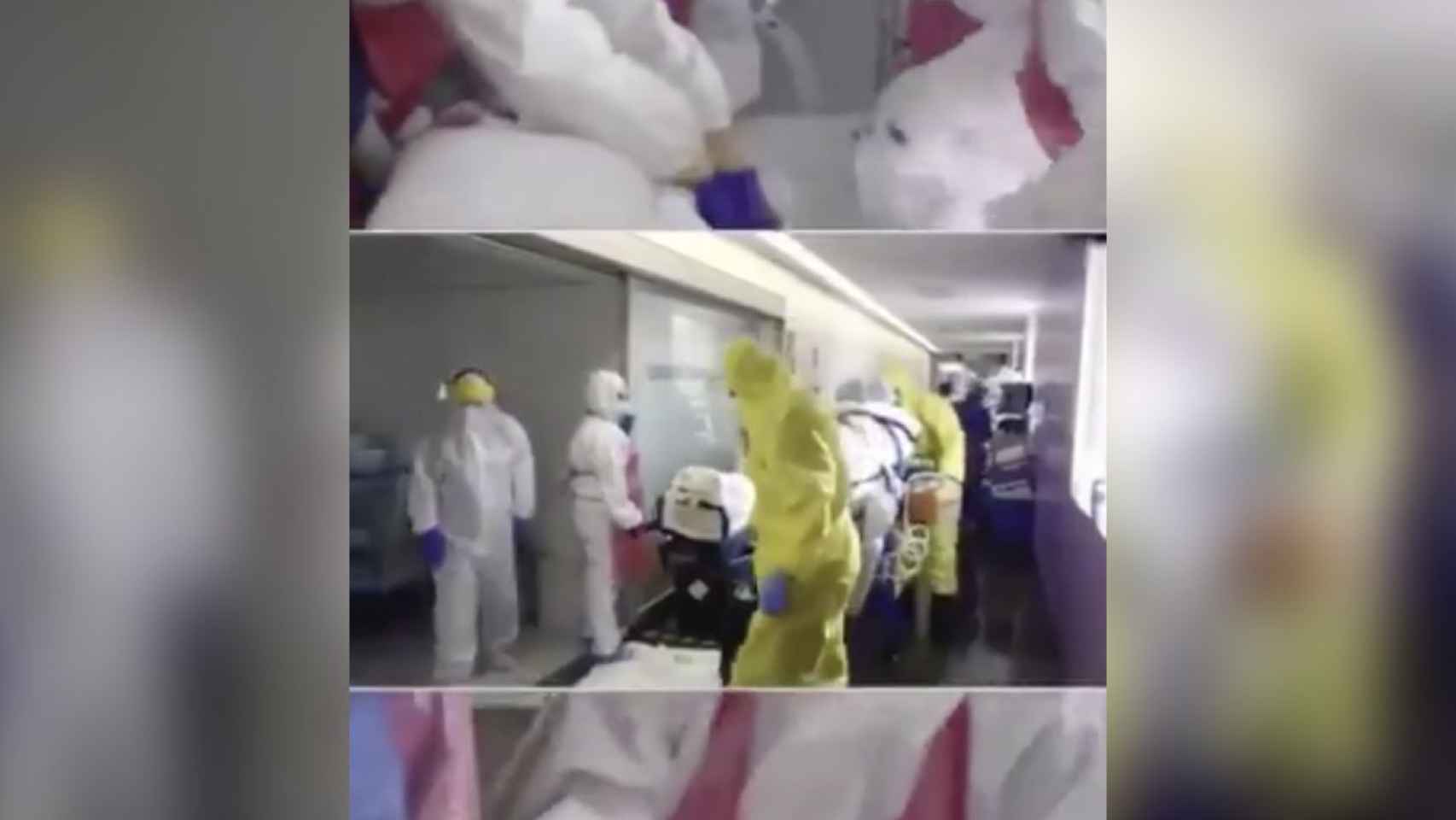 Captura de pantalla del vídeo que muestra las duras imágenes del Hospital del Mar colapsado / SKY NEWS
