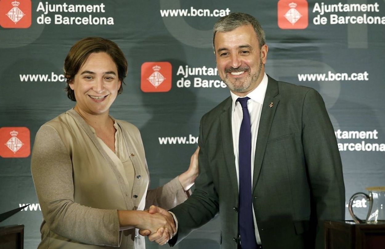 Imagen de archivo de la alcaldesa de Barcelona Ada Colau y el primer teniente de alcaldía, Jaume Collboni