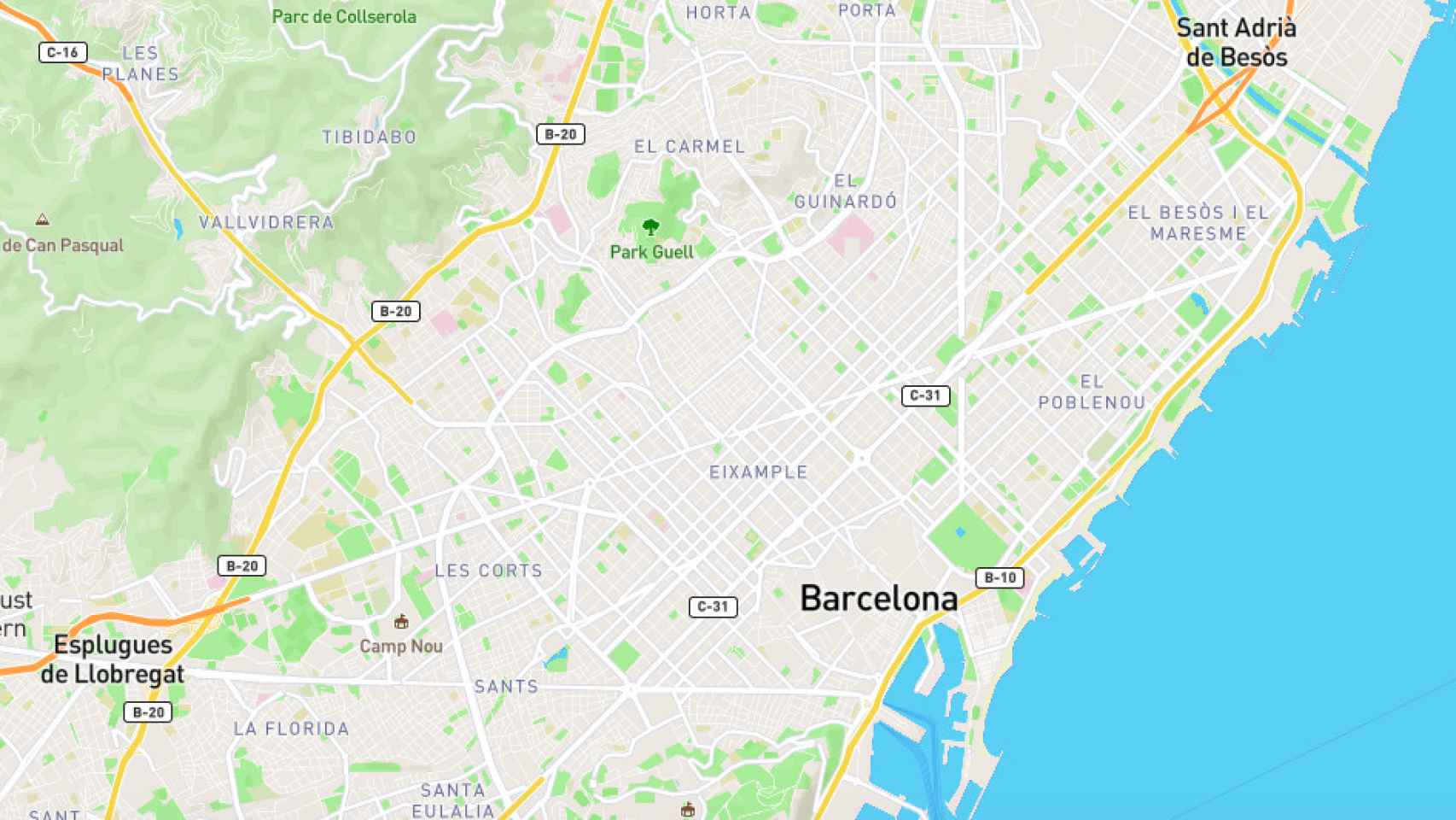 Mapa de Barcelona de la aplicación 1km geomatico