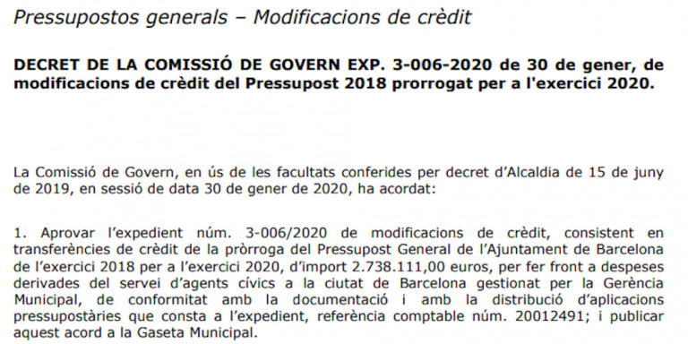 El Ayuntamiento dedicará unos 2,8 millones de euros al servicio de agentes cívicos / AY. DE BCN