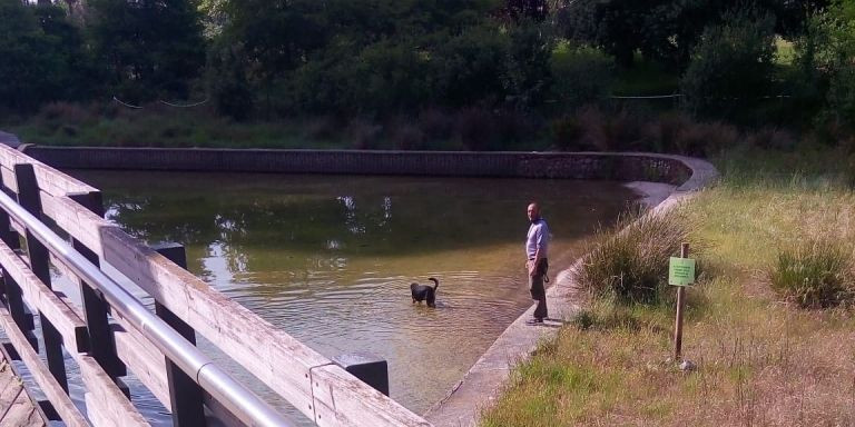 Un hombre con su perro en el lago / CEDIDA