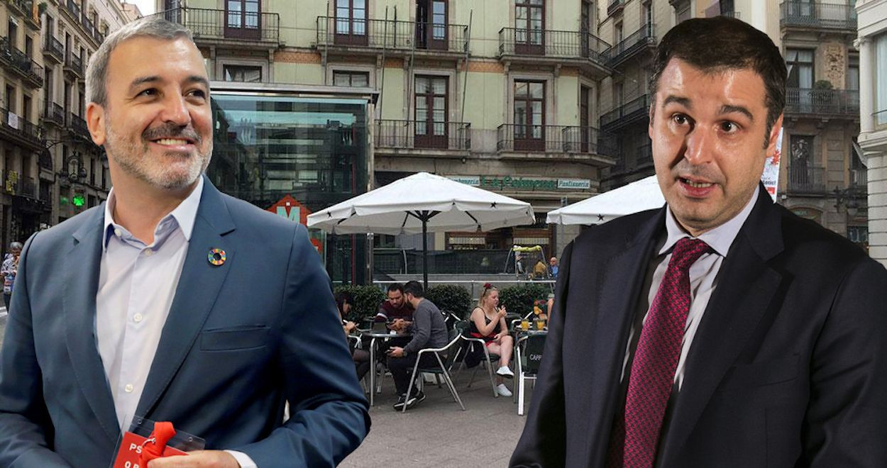 Jaume Collboni, primer teniente de alcalde del Ayuntamiento de Barcelona, y Roger Pallarols, en un fotomontaje