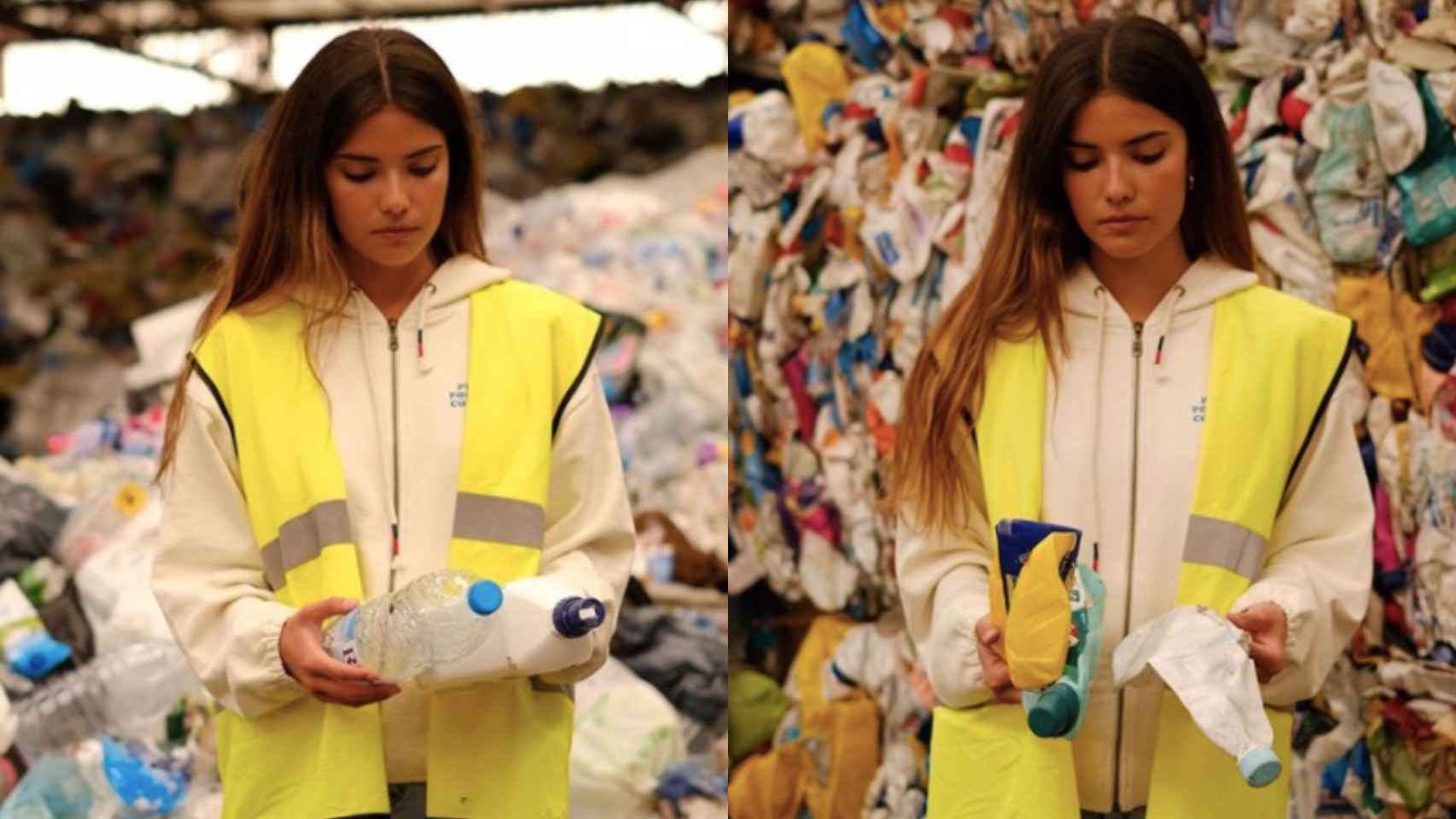 La influencer y activista Carlota Bruna en la planta de reciclaje de plástico de Barcelona / INSTAGRAM