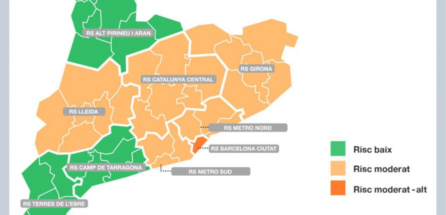 Mapa de Cataluña dividido en las múltiples regiones sanitarias