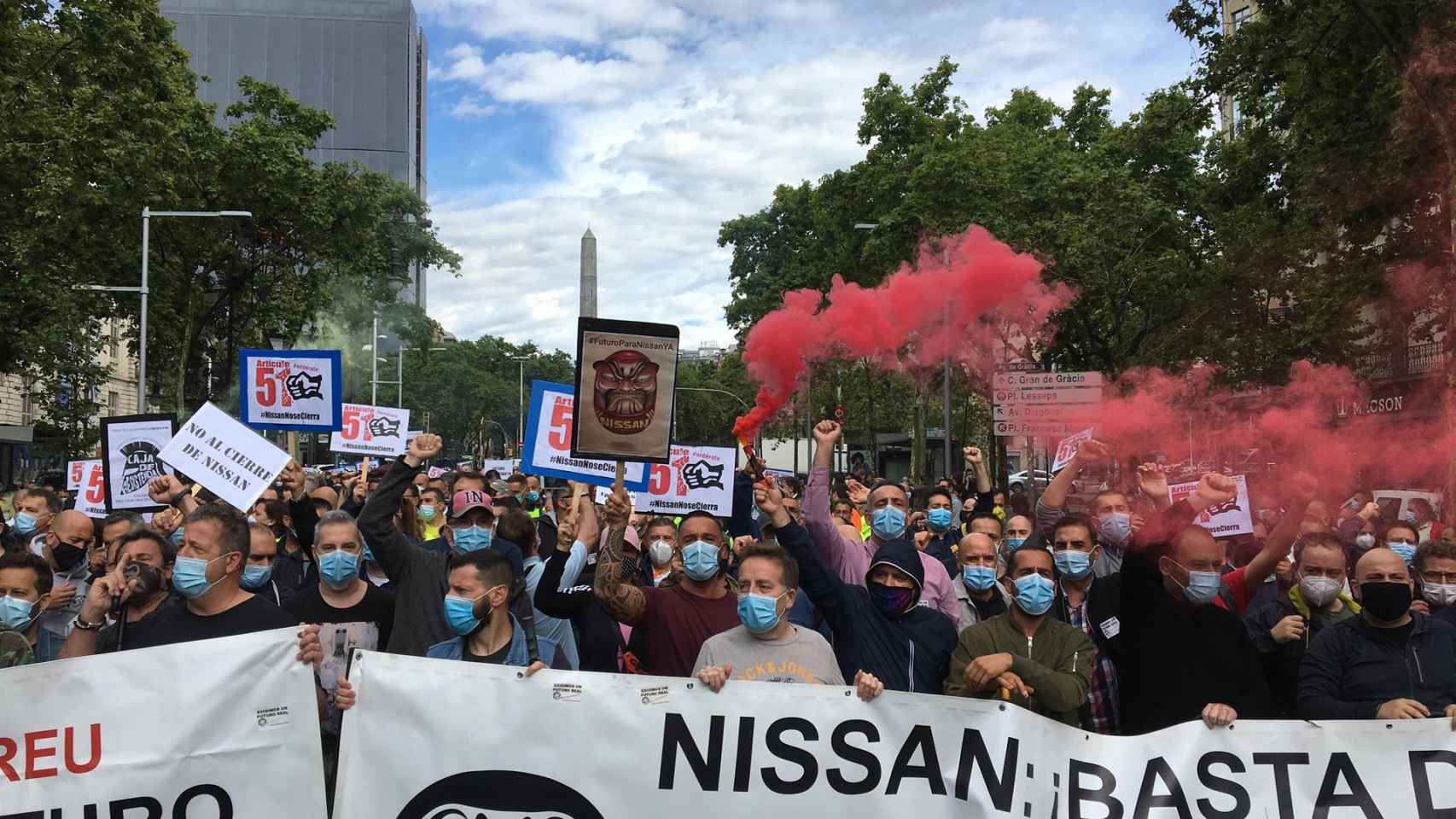 Concentración de los trabajadores de Nissan en Barcelona / EUROPA PRESS