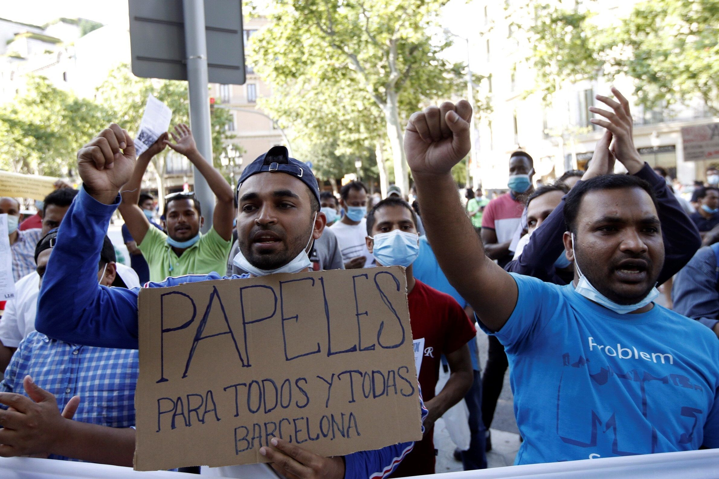 Imagen de la manifestación a favor de los derechos de migrantes y refugiados / EFE
