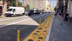 El nuevo polémico carril peatonal de Via Laietana / TWITTER PP DE BARCELONA