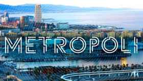 Imagen panorámica de Barcelona con el logo de Metrópoli Abierta