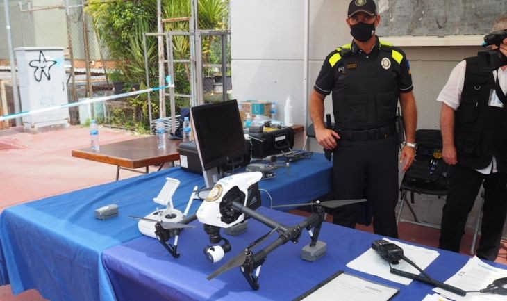 Uno de los drones que ha utilizado la Guardia Urbana de Badalona para entrenarse