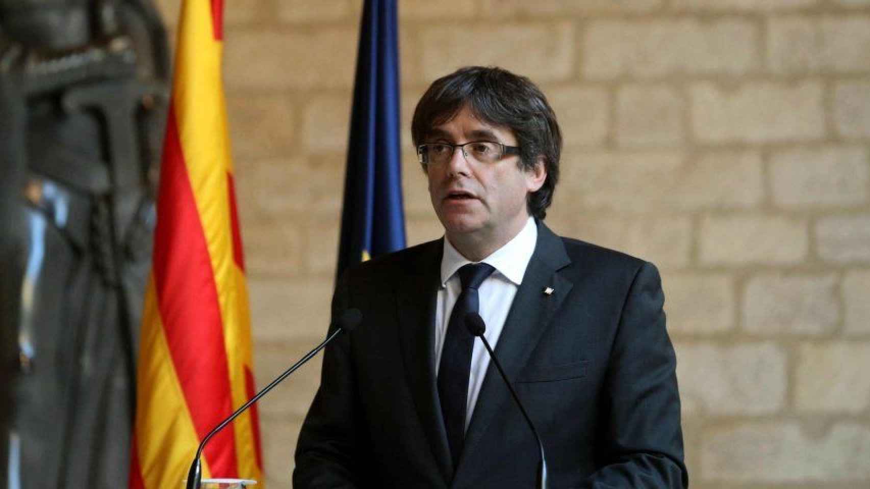 Carles Puigdemont durante su declaración institucional / EFE