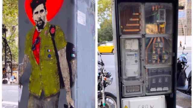 Antes y después del robo del homenaje de Tvboy a Messi / TVBOY vía INSTAGRAM