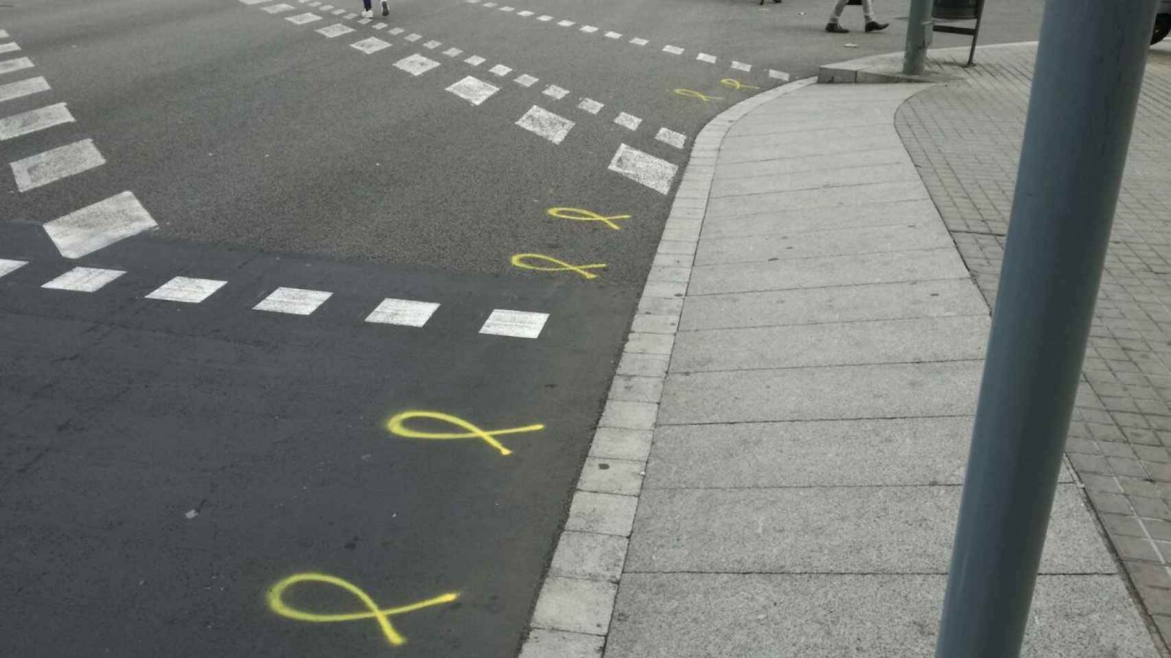 Lazos amarillos como los que ha pintado el independentista que se ha negado a ser identificado en Barcelona / ARCHIVO