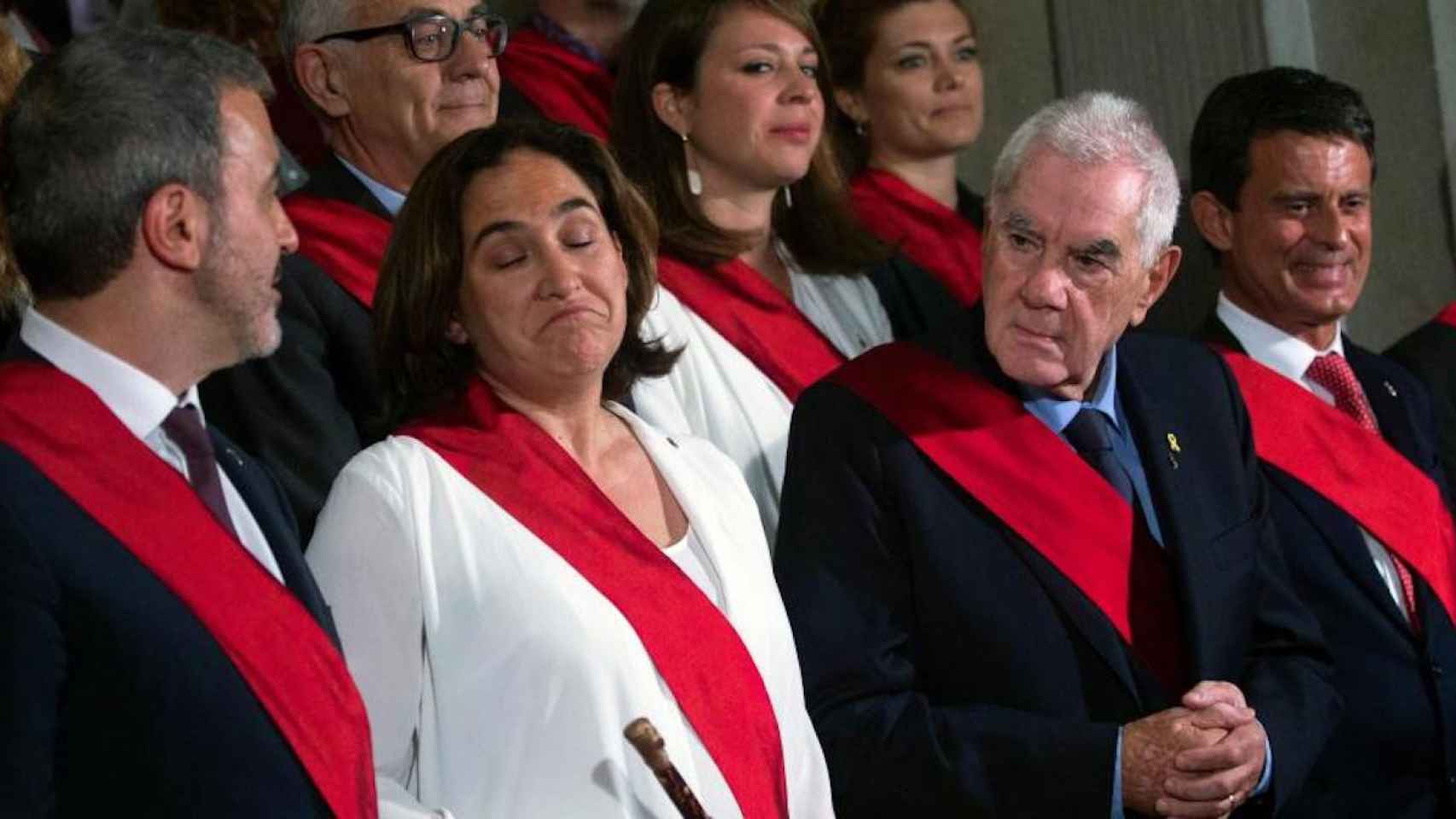 Ada Colau, entre Jaume Collboni, Ernest Maragall y Manuel Valls, en junio de 2019 / EFE