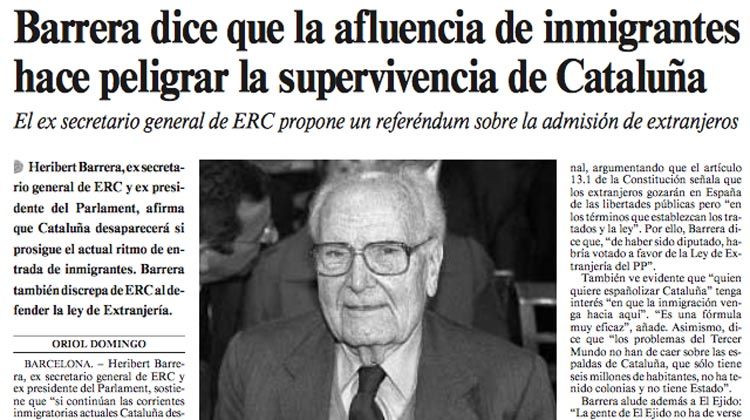 Noticia sobre Heribert Barrera de La Vanguardia de 2001 / E-NOTICIES