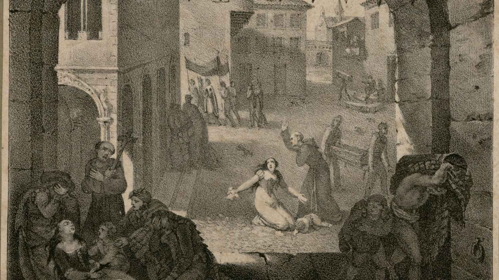 Dibujo que retrata la Barcelona asolada por la fiebre amarilla de 1821 / AYUNTAMIENTO BARCELONA