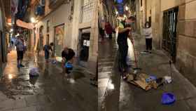 Los vecinos de la calle dels Salvador, obligados a limpiar la suciedad que provocan los incívicos / CARMELO BLÁZQUEZ - TWITTER