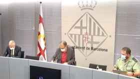 Marc Molins, Joan Subirats y Juan José Águila, en rueda de prensa sobre el legado de Muñoz Ramonet / AJ BCN