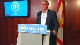 El presidente del PP en el consistorio, Josep Bou, que pedirá a Colau investigar las oposiciones de la Urbana, en una rueda de prensa / EFE