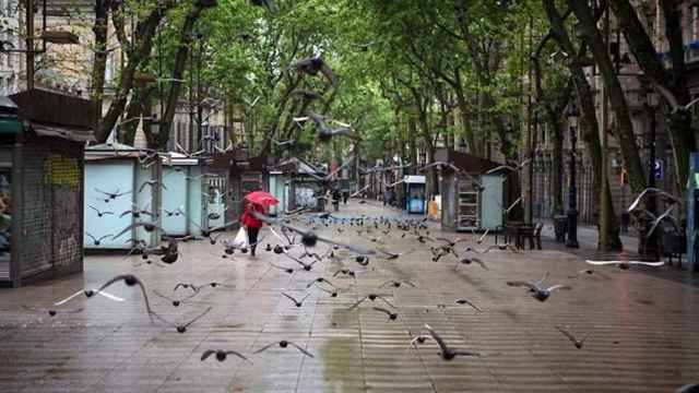 La Rambla, vacía, durante la pandemia / EFE