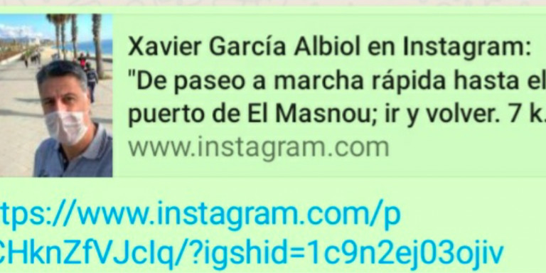 Captura de pantalla de la publicación original en la cuenta de Instagram de Xavier García Albiol 