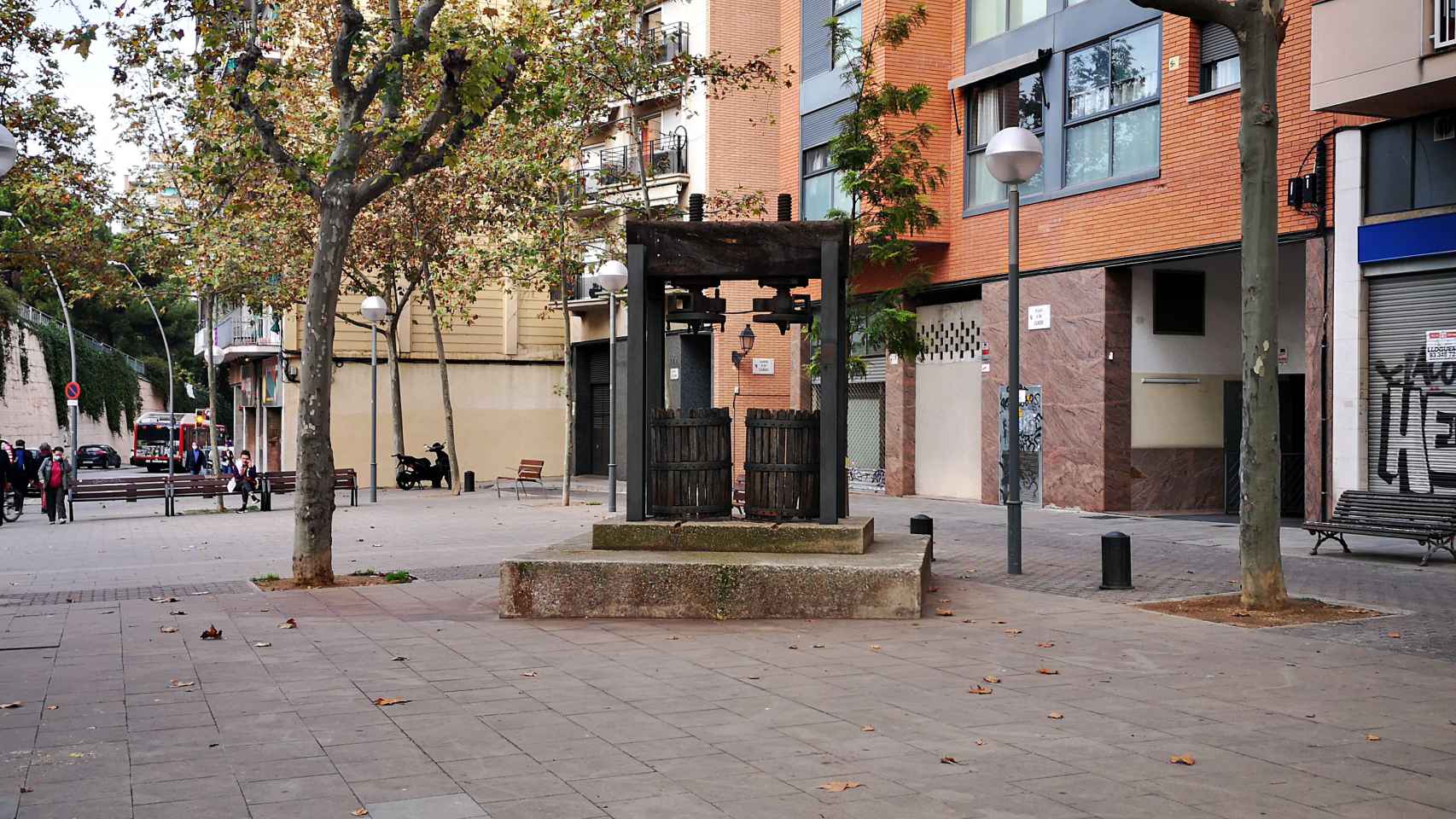 Prensa de uva en la calle Sant Hipòlit, en Sant Andreu / INMA SANTOS