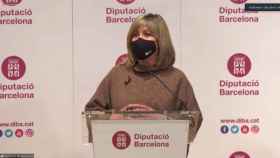 La presidenta de la Diputació de Barcelona, Núria Marín, en la rueda de prensa de presentación del Presupuesto para 2021 / DIPUTACIÓ DE BCN