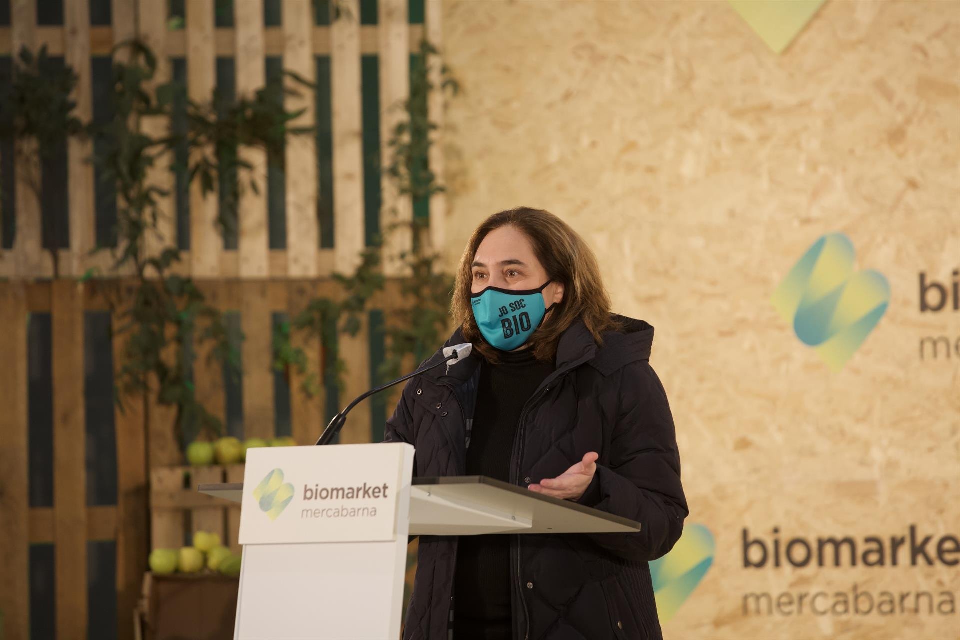 Ada Colau, en diciembre durante la inauguración del Biomarket para la alimentación sostenible / EUROPA PRESS