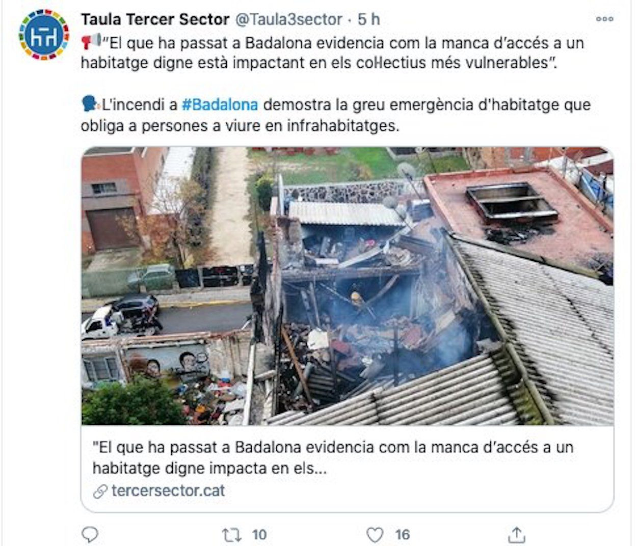 Tweet de la Taula del Tercer Sector de Catalunya/TWITTER