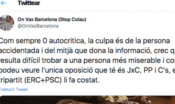 @OnVasBarcelona reacciona en Twitter al texto de Colau / TWITTER