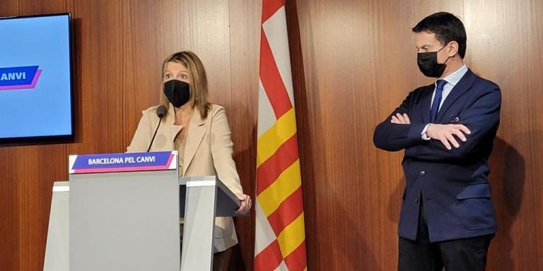 Un momento de la rueda de prensa de Parera y Valls / BARCELONA PEL CANVI