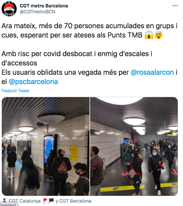Tuit de CGT con las colas en el metro de La Sagrera / CGT