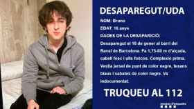 Una imagen de Bruno, el joven desaparecido este lunes en el barrio del Raval de Barcelona