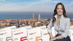 Carolina La Valle, la CEO de THEFLAG en un fotomontaje con los productos de la marca y Barcelona de fondo / METRÓPOLI ABIERTA