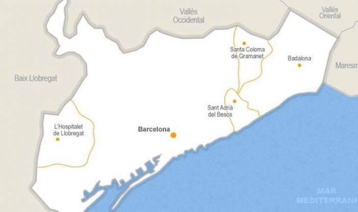La comarca del Barcelonès incluye los municipios de Barcelona, L’Hospitalet de Llobregat, Badalona, Santa Coloma de Gramenet y Sant Adrià de Besòs