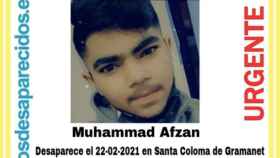 Muhammad Afzan, joven desaparecido en Santa Coloma de Gramenet / ALERTA DESAPARECIDO