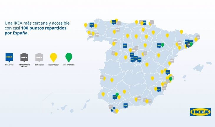 Puntos de contacto de Ikea repartidos por España
