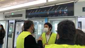 El conseller Damià Calvet durante la visita a las nuevas estaciones d ela L10 del metro de Barcelona en la Zona Franca / EUROPA PRESS