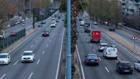 Tráfico de coches en la Ronda de Dalt de Barcelona, anteriormente a las restricciones / EFE