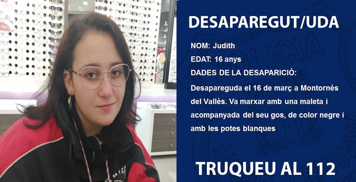 Judith, la joven desaparecida en Montornès / MOSSOS D'ESQUADRA