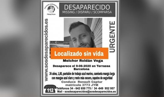 Cartel de la desaparición de Melchor Roldán Vega / SOS DESAPARECIDOS