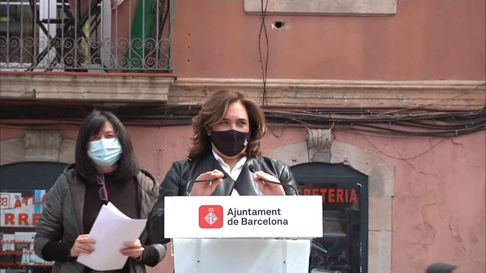 Ada Colau, durante el acto en La Barceloneta / AYUNTAMIENTO DE BARCELONA