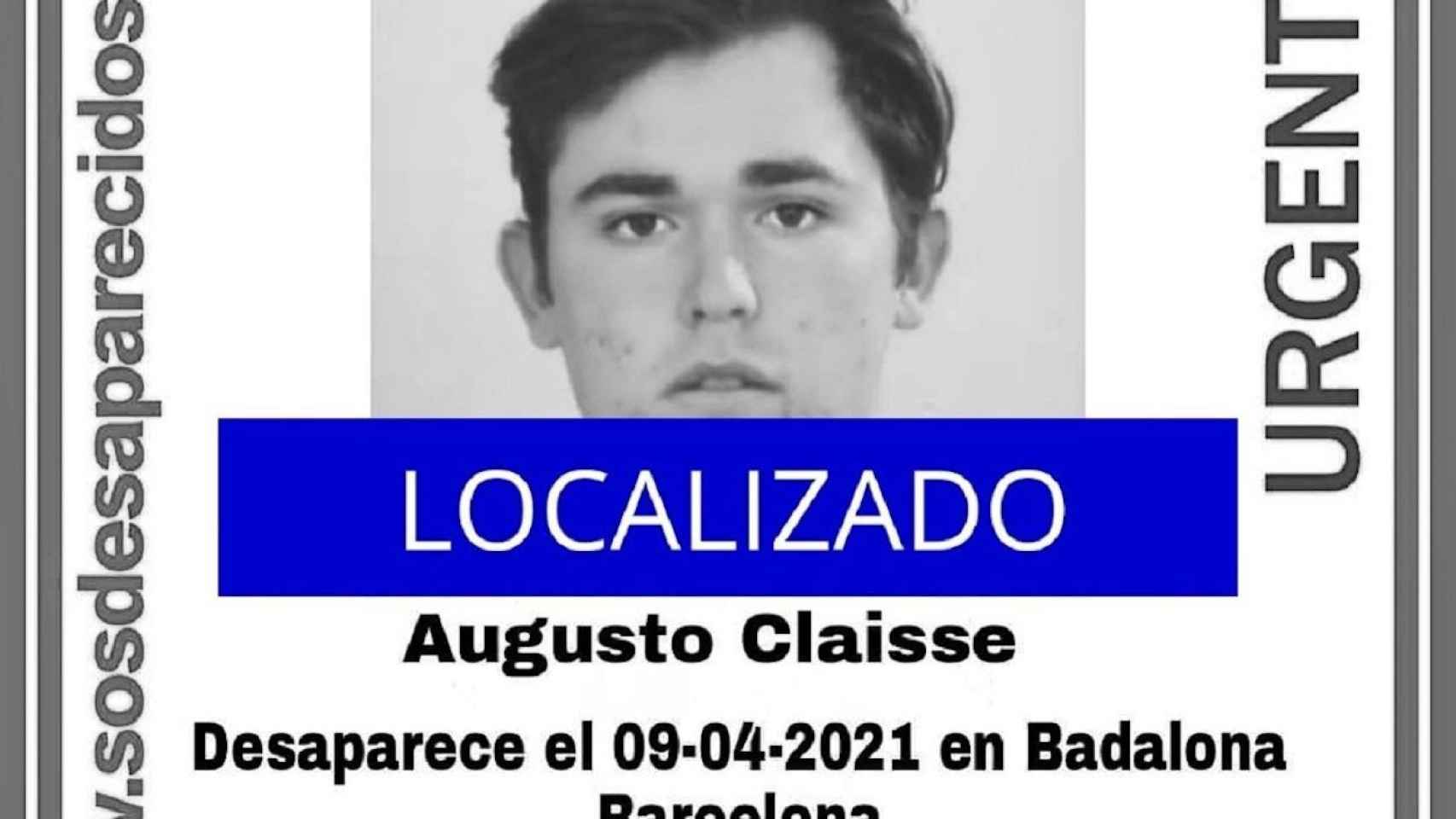 Augusto, el joven desaparecido en Badalona / SOS DESAPARECIDOS