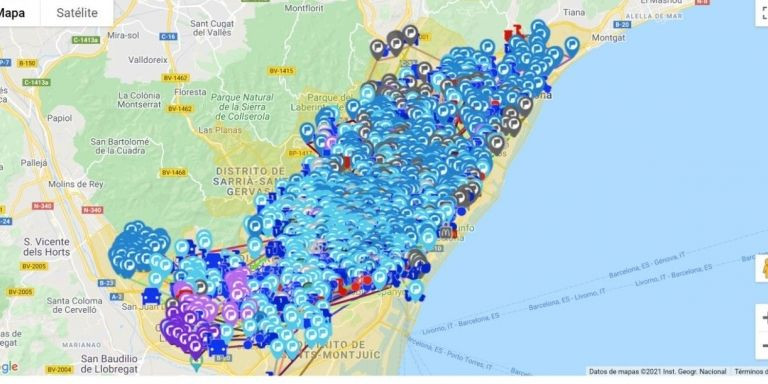 Mapa de repartidores de Glovo durante el día de Sant Jordi / SACHA MICHAUD