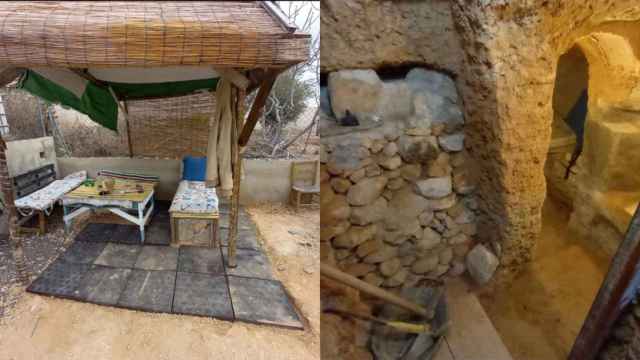 Exterior e interior de la cueva de un joven que se ha hecho viral en Twitter / RRSS
