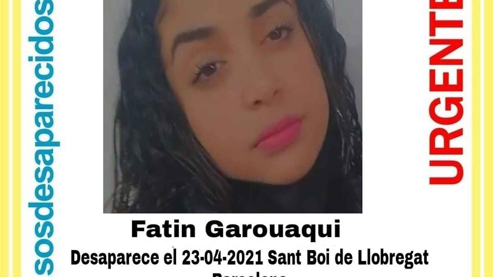Fatin Garouaqui, la menor desaparecida por segunda vez en tres meses / SOS DESAPARECIDOS