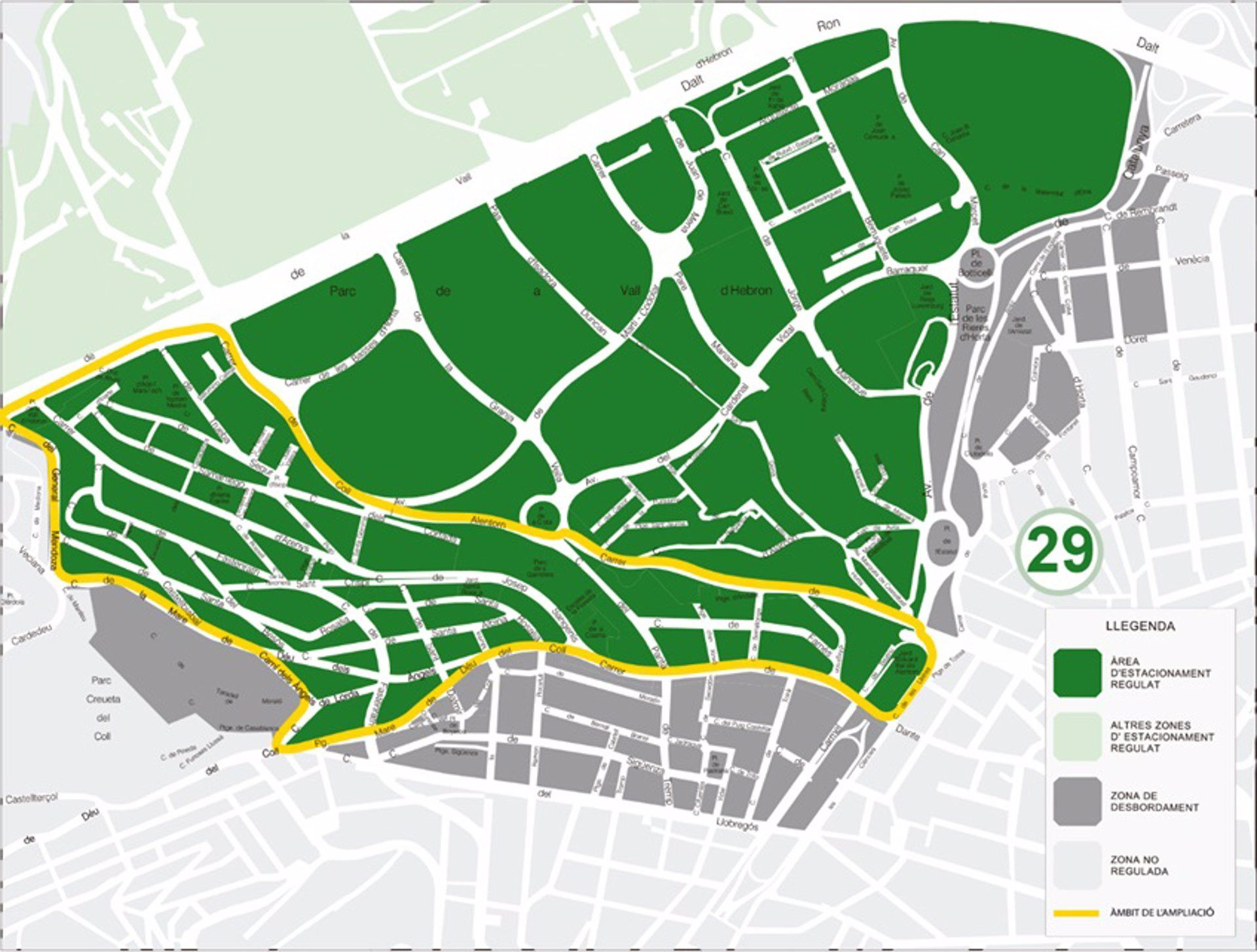 Así quedará la zona 29 de estacionamiento de Horta-Guinardó tras la ampliación / AYUNTAMIENTO DE BARCELONA